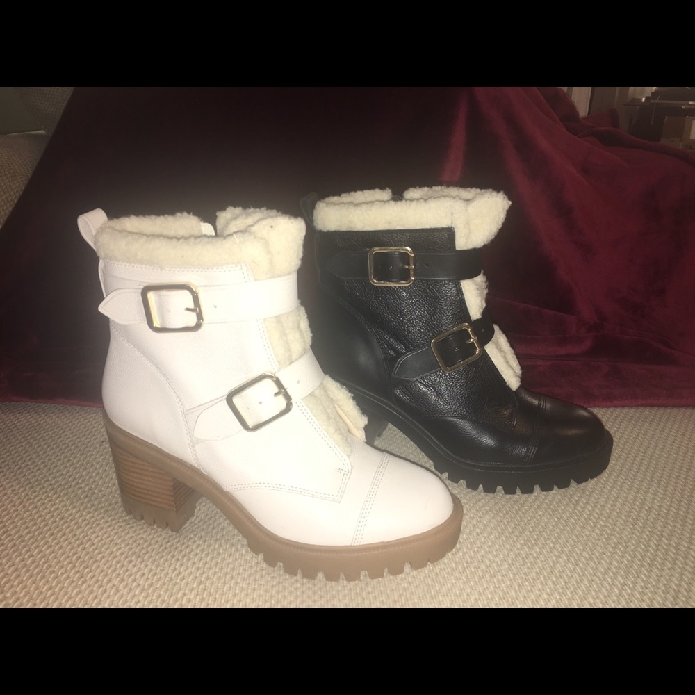 New Nine West Boots Sz 9.5 White & 10 black buckle